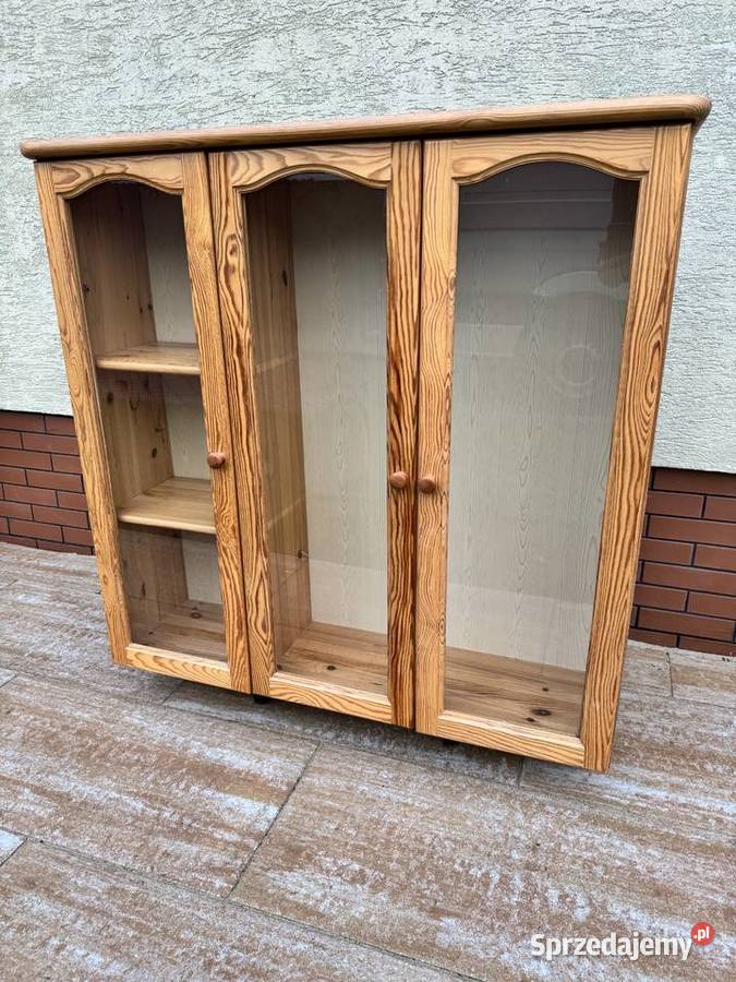 Witryna sosnowa drewniana nadstawka na komodę Kredensy i witryny Sulbiny sprzedam