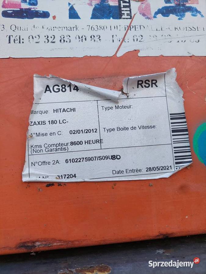 Koparka hitachi zaxis zx 180 Rok produkcji 2012 Wągrowiec