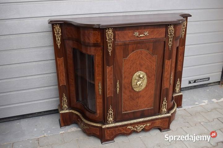 Piękna Komoda Empire Drewno Brąz Gięte Szyby Kraków