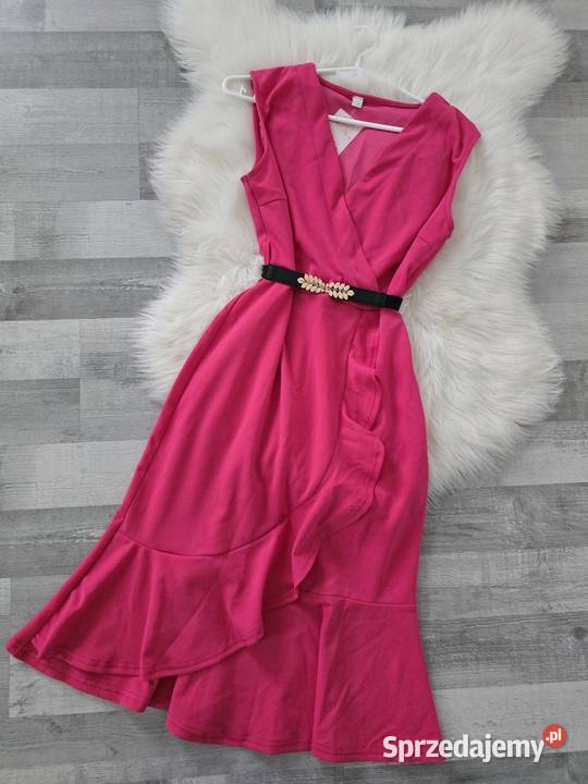 Sukienka różowa z ozdobnym paskiem Rozmiar 36(S) śląskie Rybnik sprzedam