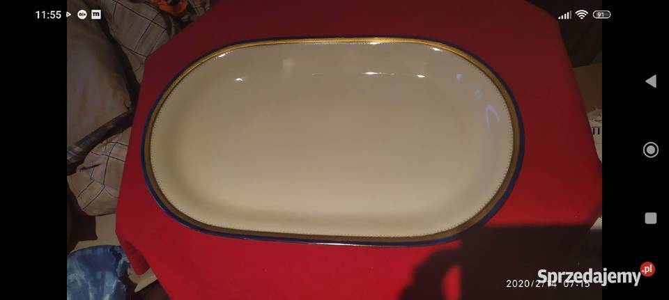 Wielka patera kobalt złoto biel porcelana Niemcy dolnośląskie Wrocław