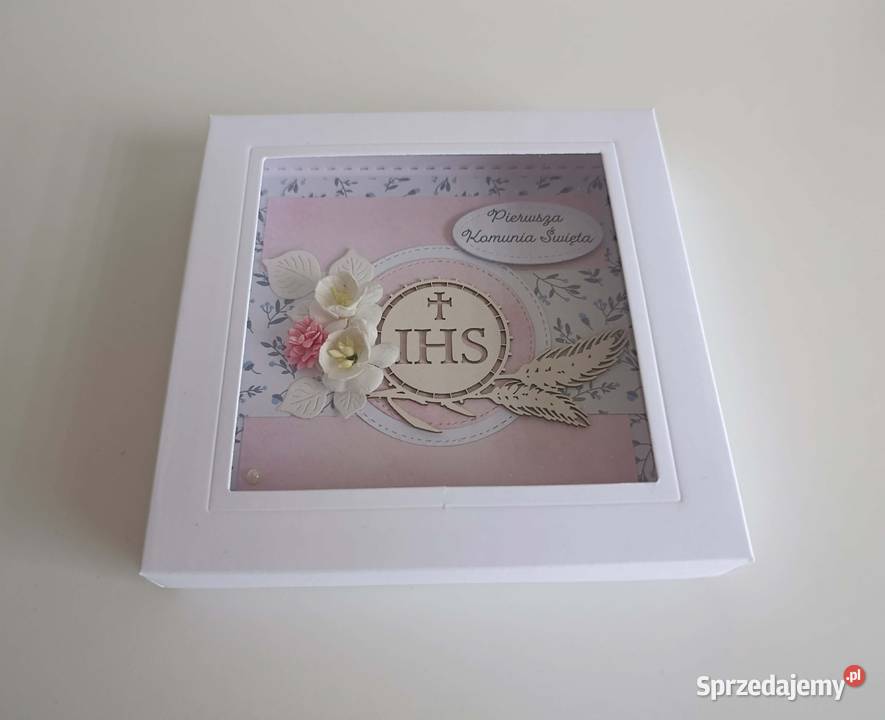 Kartka w pudełku Komunia Święta handmade łódzkie Łódź