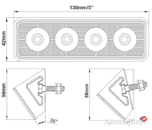 Lampa robocza LED prostokątna 24W 2800lm 936V Kamionna