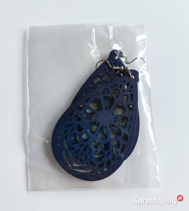 Nowe kolczyki drewniane kropelki Katowice
