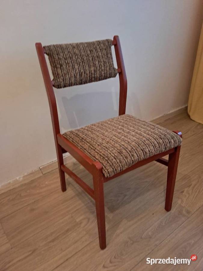 Krzesła drewniane z beżowym obiciem 2 Vintage do Kraków sprzedam