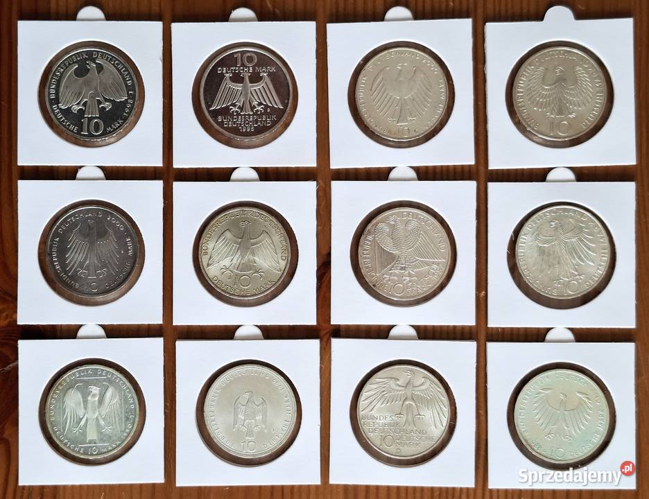 Zestaw Monet Ag 10 DM x 12 zestaw 4 Gliwice