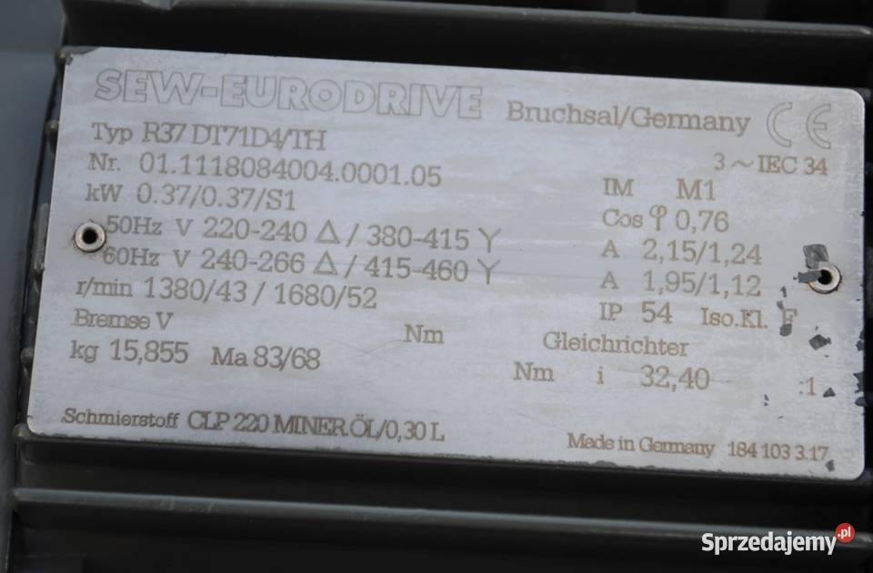 Motoreduktor 037kw 43obrmin Firmy SEW