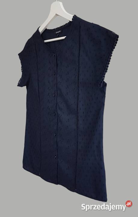 Damska bluzka granatowa bawełniana z krótkim Chrzanów