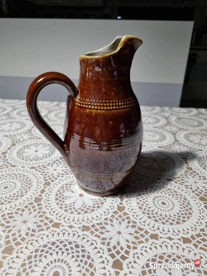 Dzbanek z Glazurowanej kamionki vintage wielkopolskie Wola Podłężna