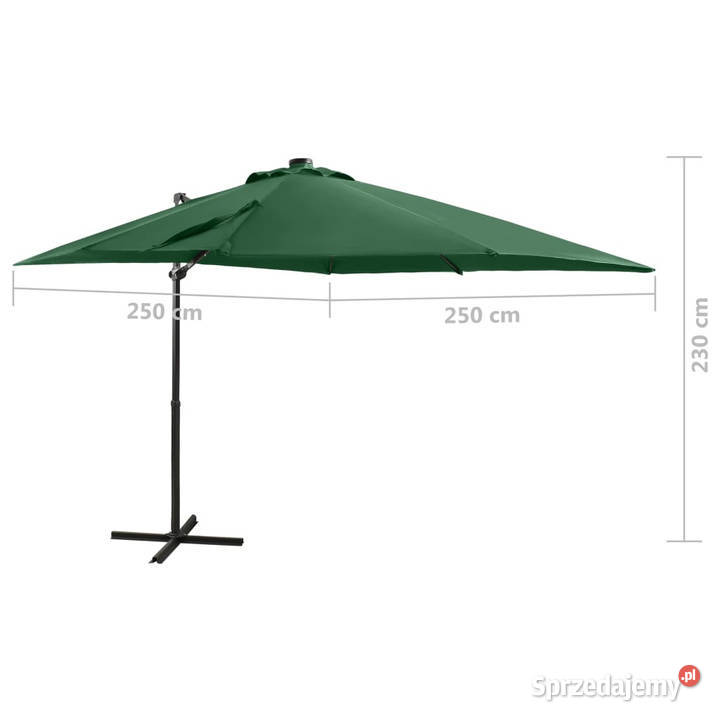 Parasol wiszący z LED i słupkiem zielony 250 Warszawa sprzedam