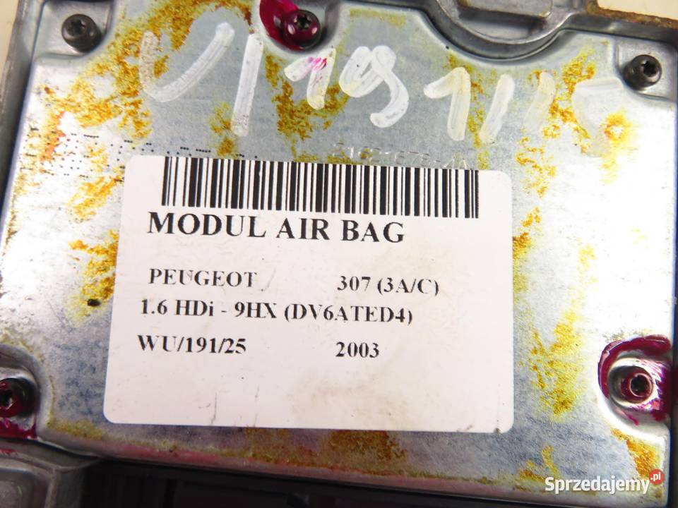 MODUŁ AIRBAG PEUGEOT 307 3AC 9653493380 Motoryzacja małopolskie
