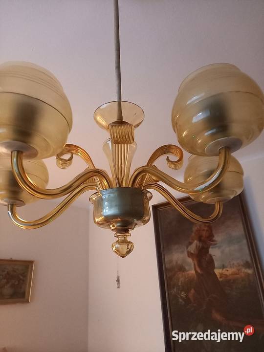 Piękny szklany żyrandol w typie Murano z łódzkie Skierniewice