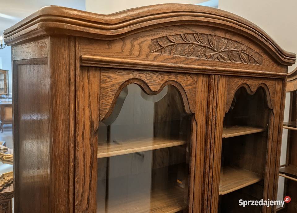 Piękna dębowa bibliotekawitryna secesyjnasklep Dąbrowa Górnicza sprzedam