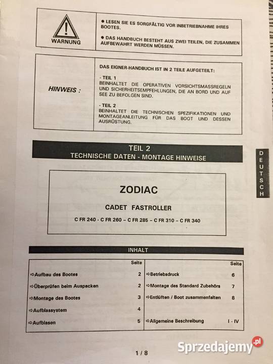 Ponton francuskiZodiak z silnikiem Honda5 i śląskie
