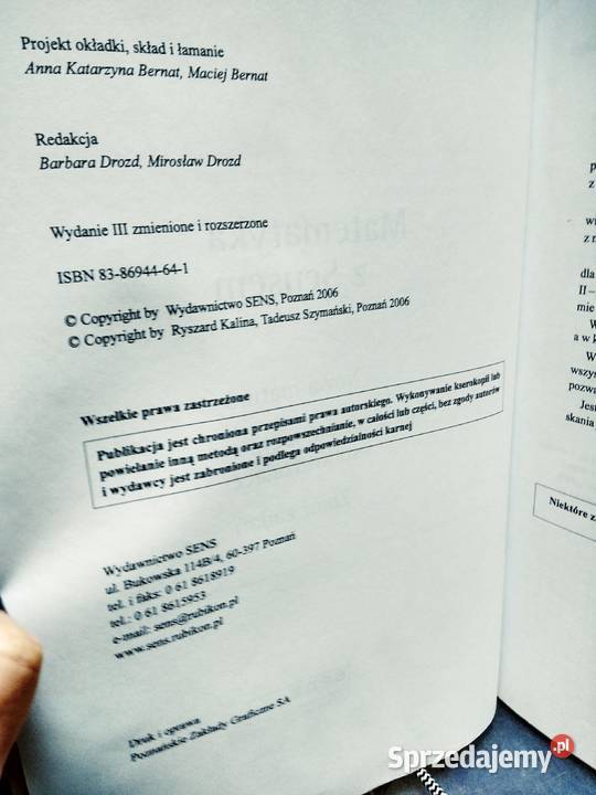 Matematyka z sensem matura antykwariat szkolny Warszawa