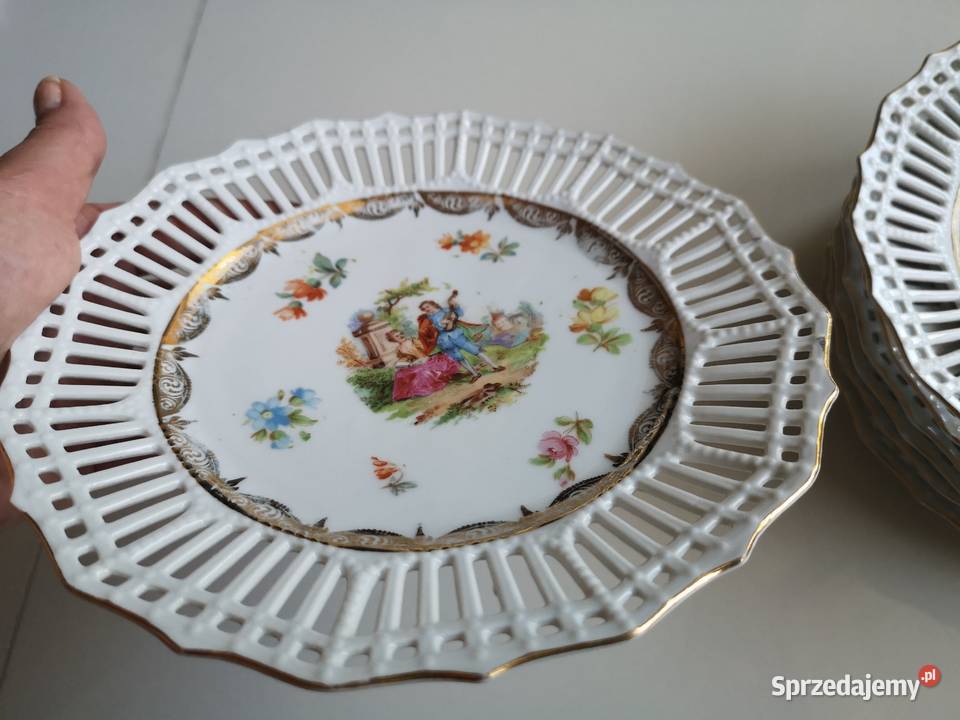 Talerze ażurowe porcelanowe Turyngia Antyk sprzedam