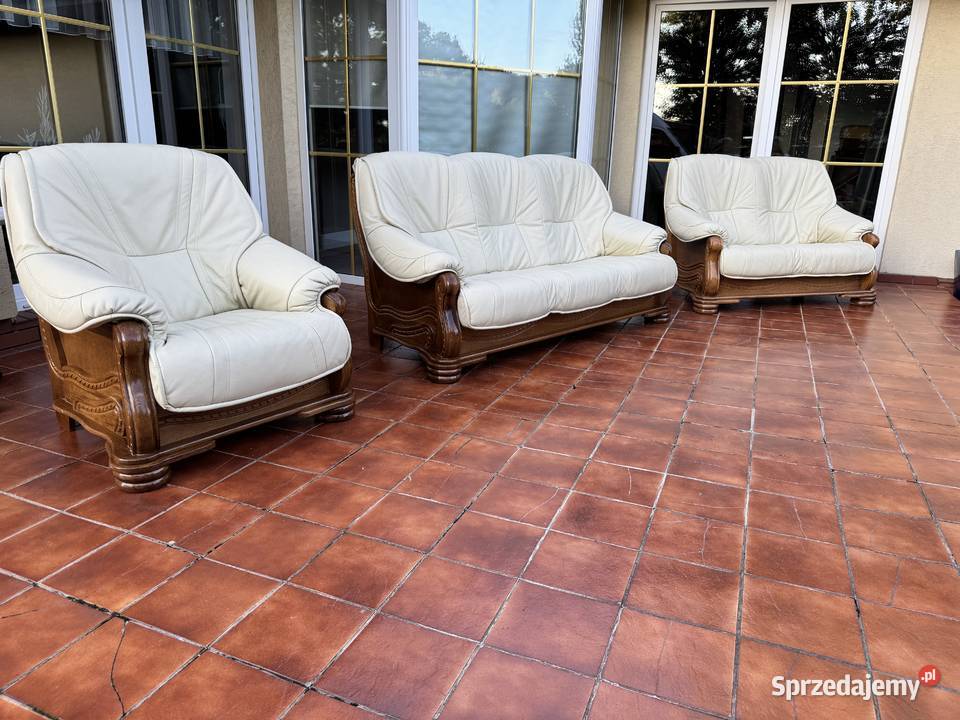 Zestaw mebli skórzanych wypoczynek skóra fotele mazowieckie Sulbiny