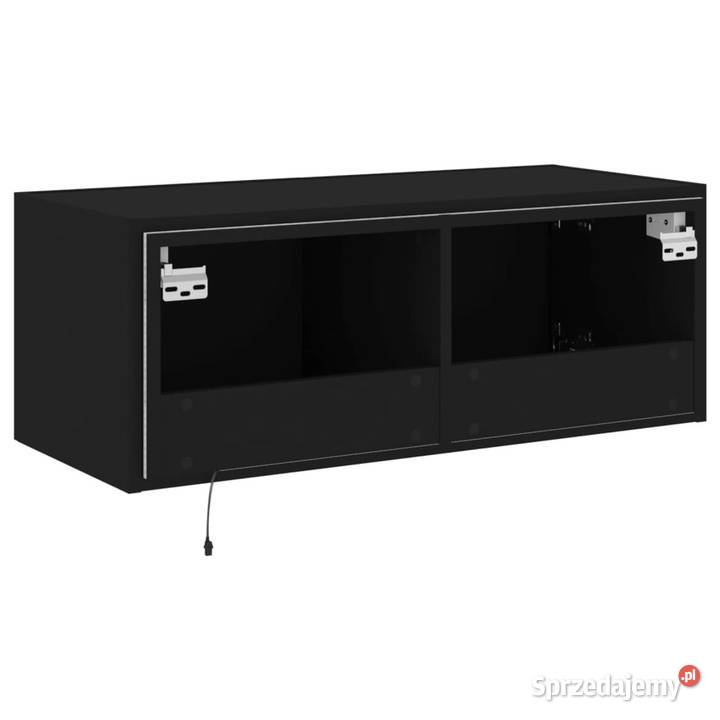 Ścienna szafka TV z LED czarna 80x35x31 WM837283