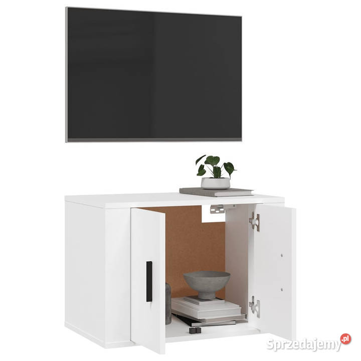 Wisząca szafka telewizyjna biała 57x345x40