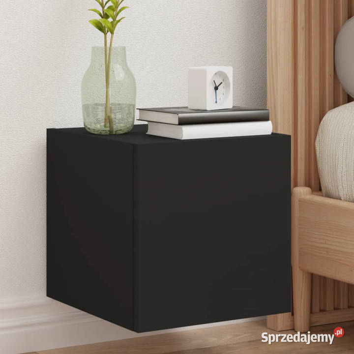 Ścienne szafki TV z LED 2 czarne 305x35x30 Meble Warszawa