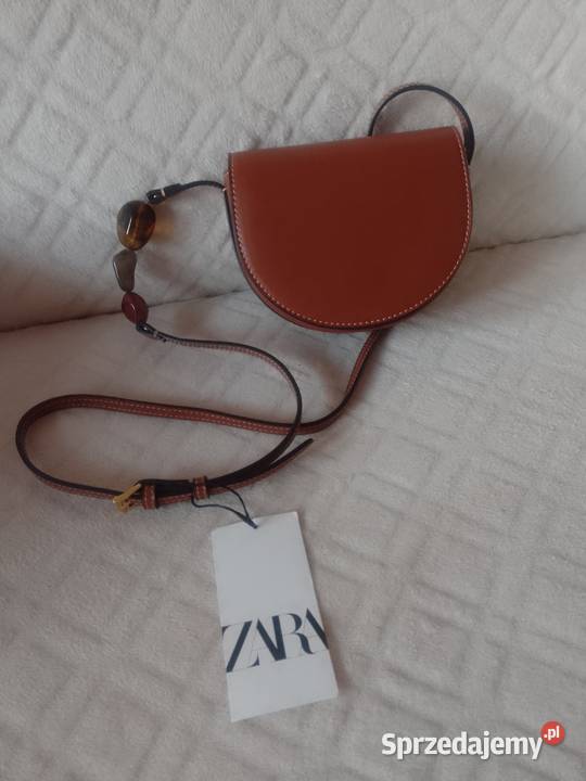ZARA Brązowa bogato zdobiona torebka listonoszka
