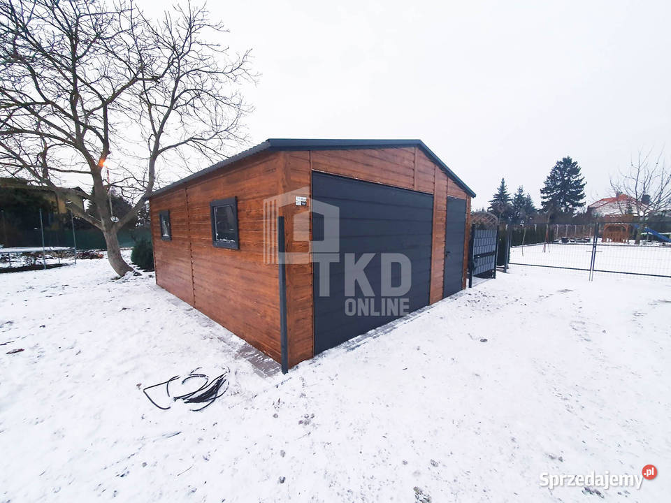 Garaż Blaszany 5x5 Brama drzwi Antracyt 2x okno