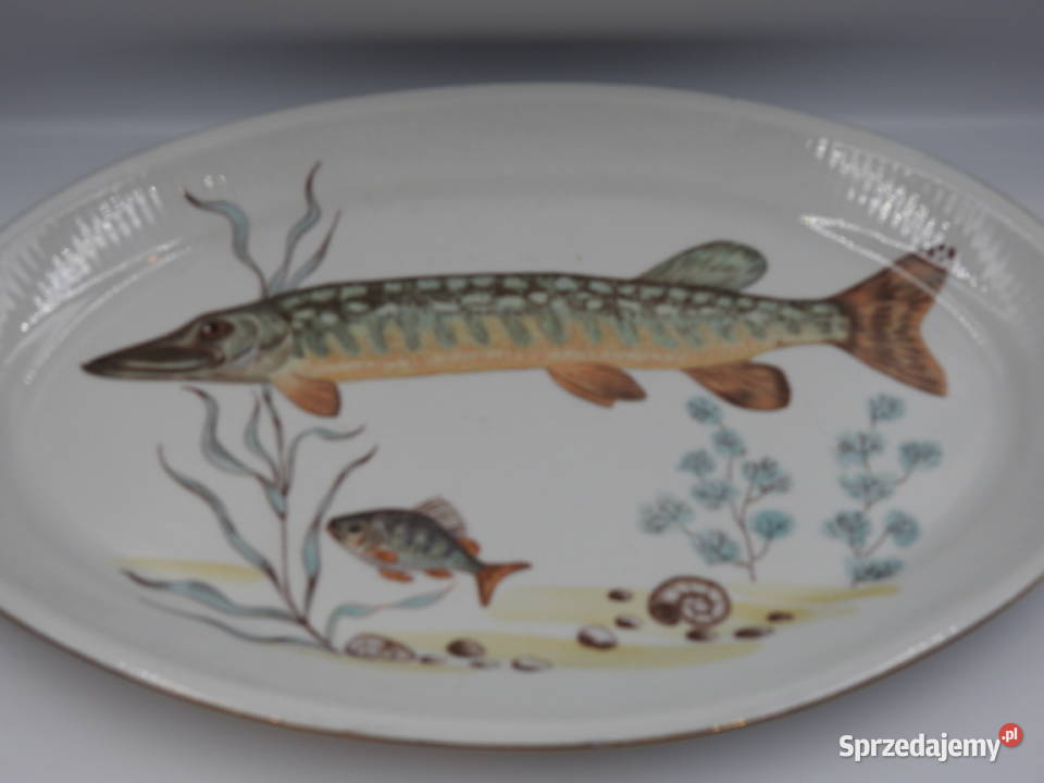 Duży półmisek szczupak porcelana Chodzież z lat Inowrocław
