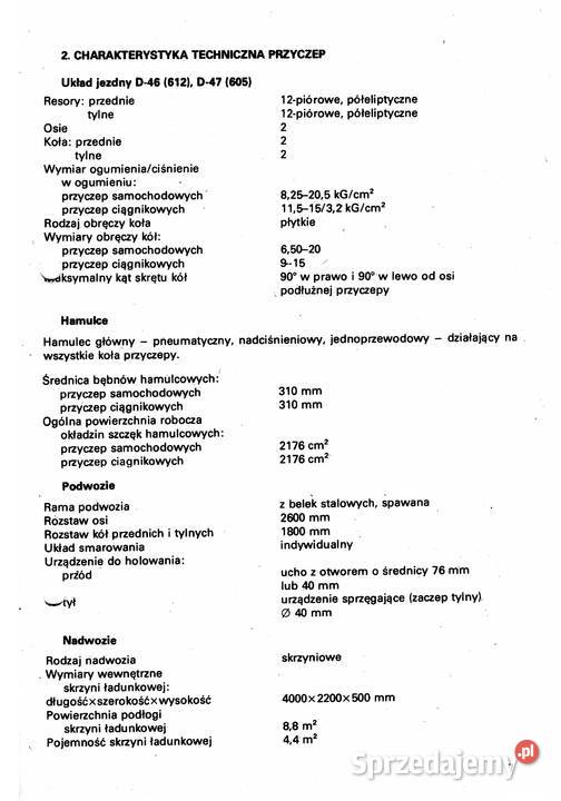 Instrukcja obsługi przyczepy Autosan d 46 d47 Stalowa Wola