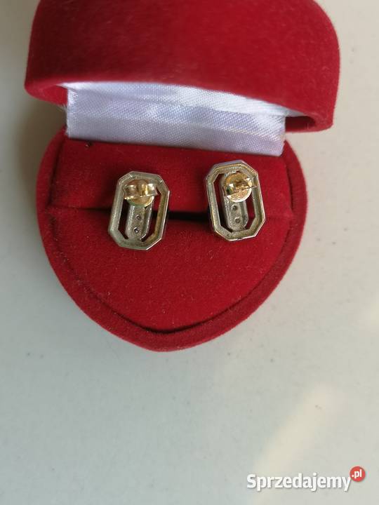 złote kolczyki białe złoto 585