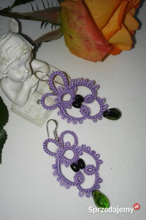 Kolczyki frywolitkowe małopolskie Wiśniowa