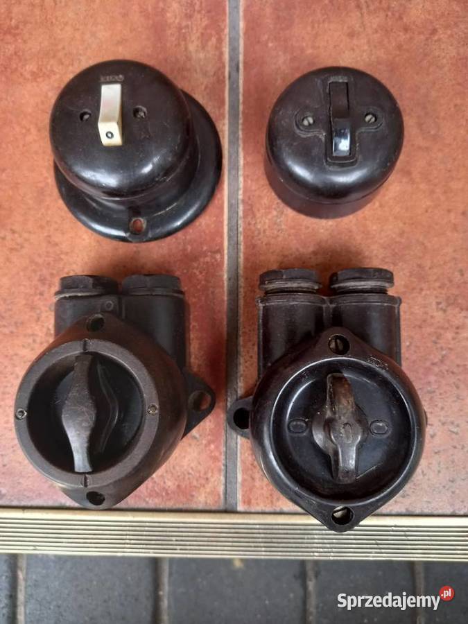 Stare wyłączniki instalacyjne PRL vintage loft Rawicz