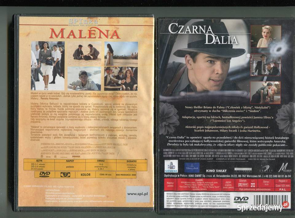 Czarna Dalia Malena 2 filmy na DVD Szczecin