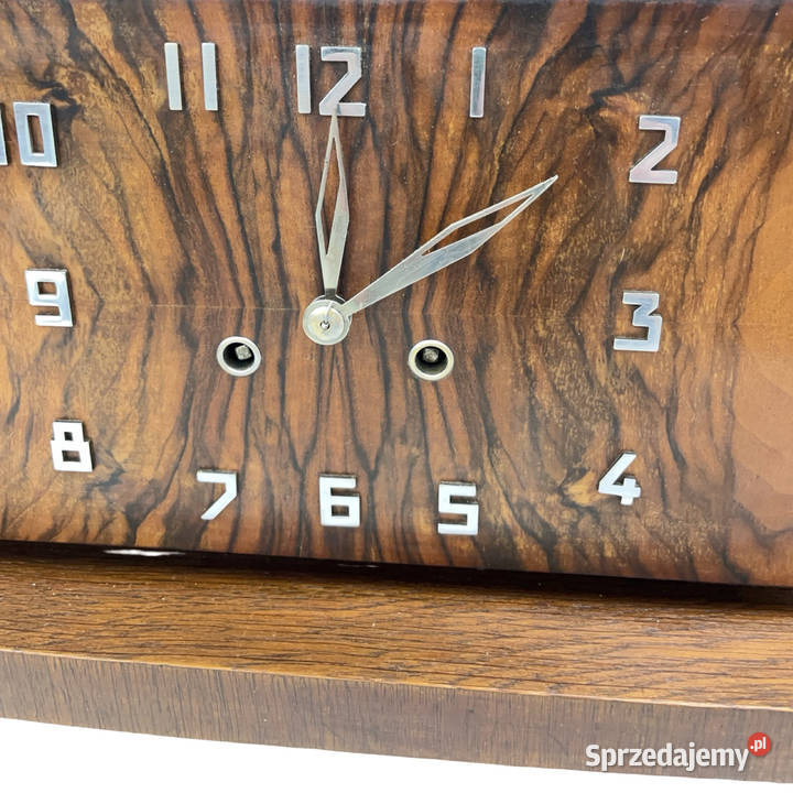 Zegar kominkowy Art Deco fornir orzechowy Warszawa