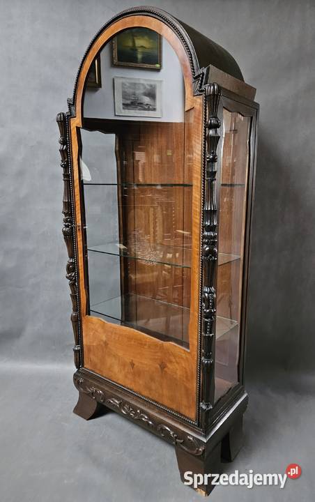 Dębowa witryna serwantka z przełomu XIX i XX