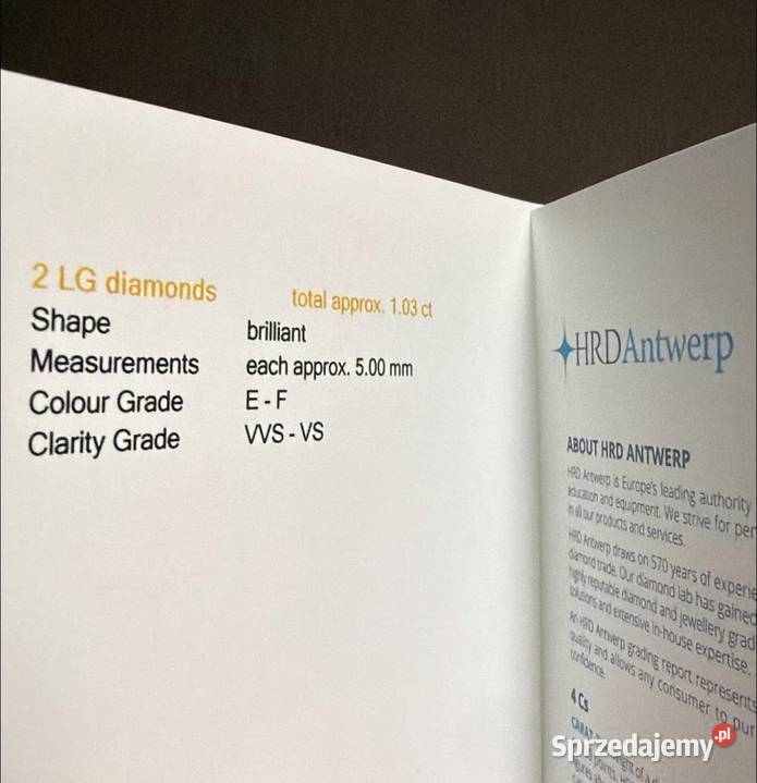 NOWE KOLCZYKI ZŁOTO 585 diament laboratoryjny sprzedam