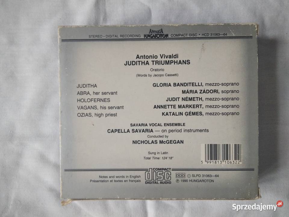 Antonio Vivaldi Juditha Triumphans Oratorio box CD Gdańsk