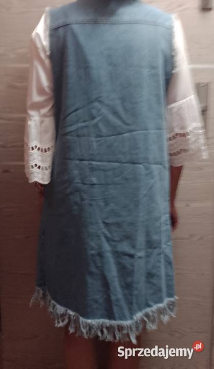 36S Długa dżinsowa kamizelka kowbojska z bez rękawa Kraków