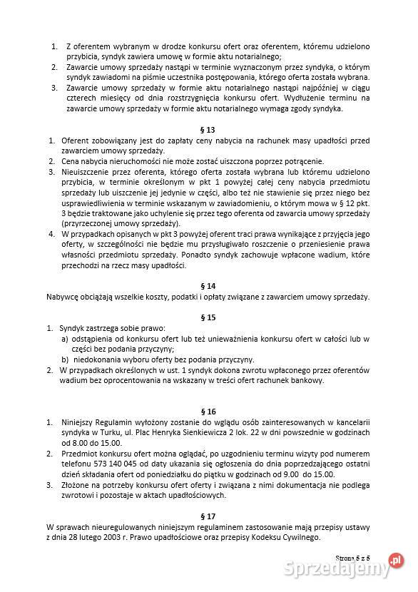 Syndyk sprzeda udział 5112 nieruchomości we wsi Zboże