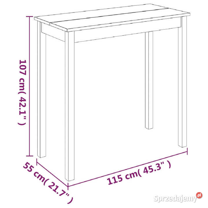 Stolik barowy z MDF czarny 115 x 55 x 107 Warszawa
