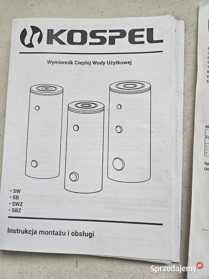 Sprzedam wymiennik CWU KOSPEL SW 200 zachodniopomorskie Cedynia