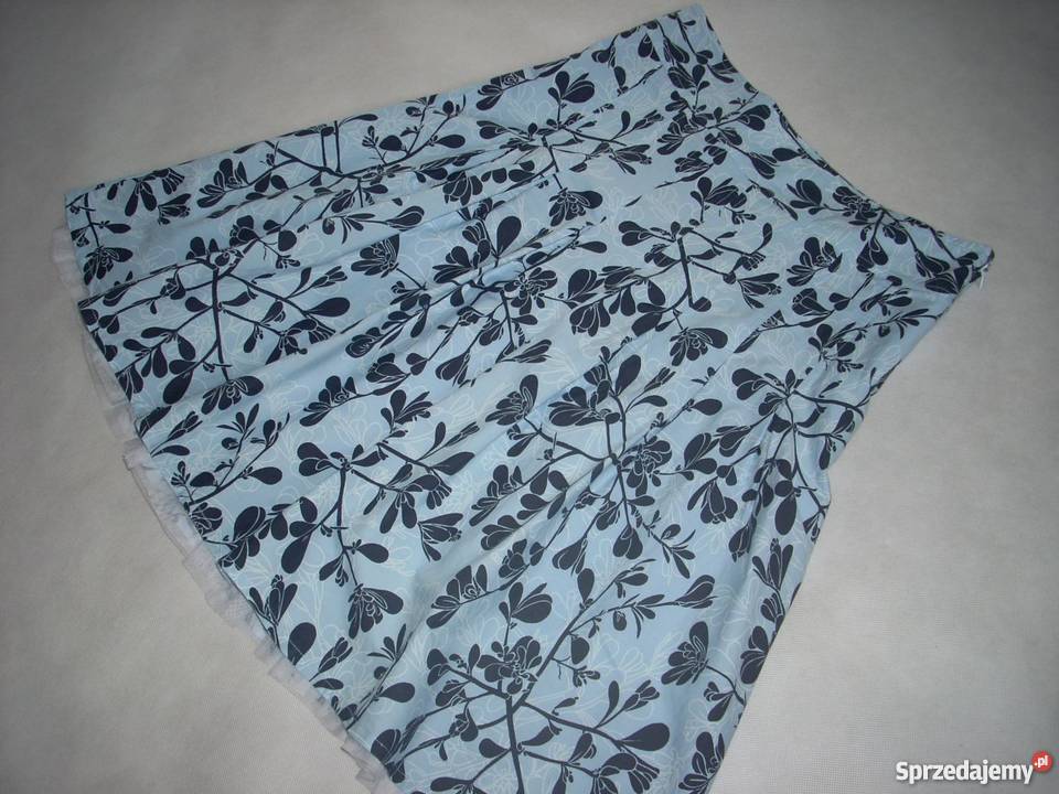 Spódnica GRANAT kwiaty niebieska TIUL S M j nowa Nowy Sącz sprzedam