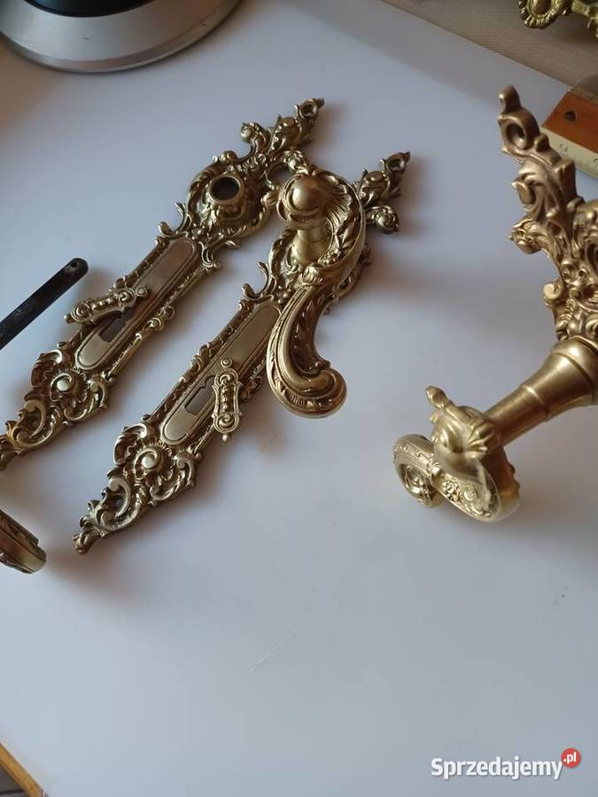 Komplet pałacowych szyldów i klamek Mosiądz Klamki i uchwyty wielkopolskie Poznań sprzedam