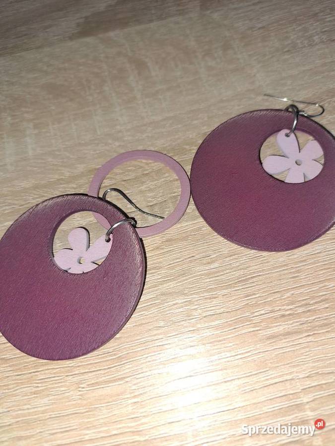 Kolczyki fioletowe z kwiatuszkiem dolnośląskie