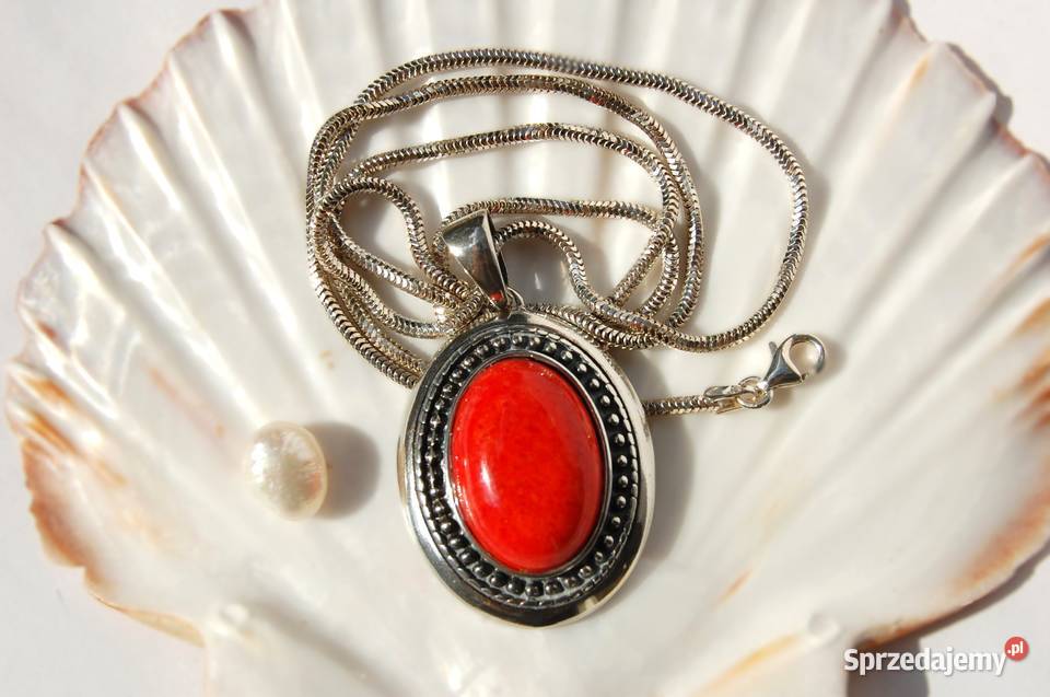 Wisior bransoletka kolczyki nowy komplet koral