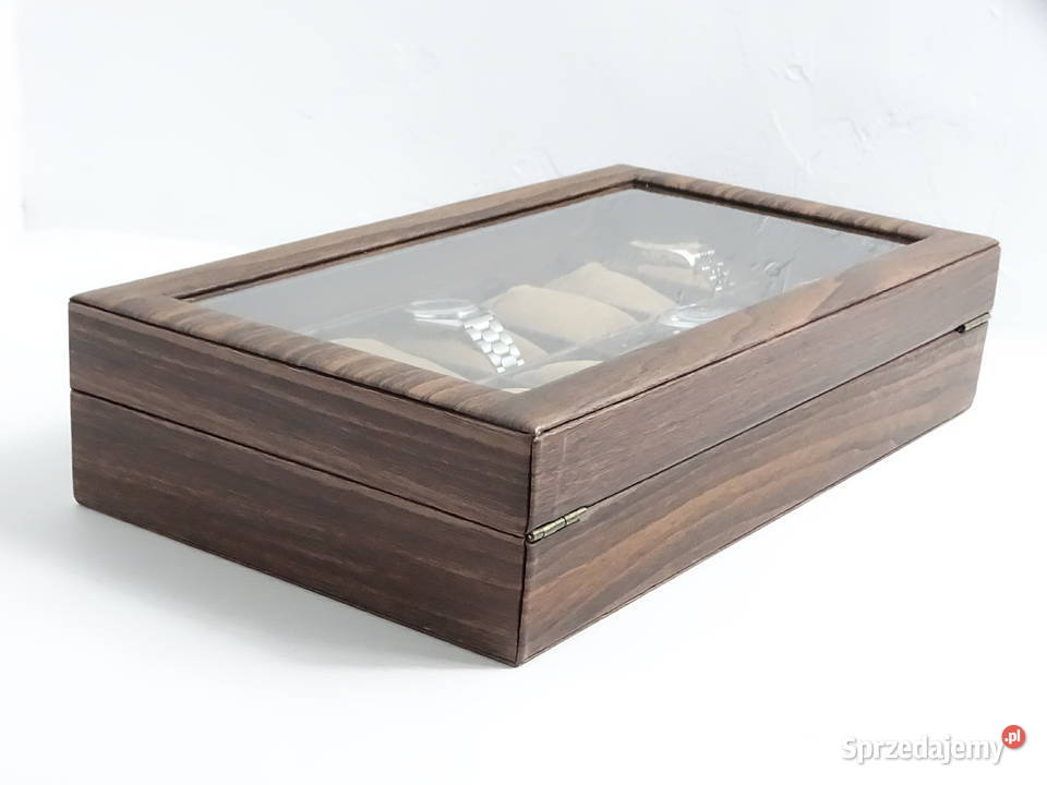 Eleganckie Drewniane Pudełko na 12 Zegarków Styl Etui lubelskie Biłgoraj