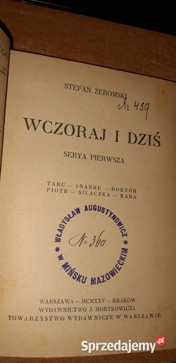 WCZORAJ I DZIŚ12 S Żeromski 1921 i 1925 unikat Antykwariat Iwno
