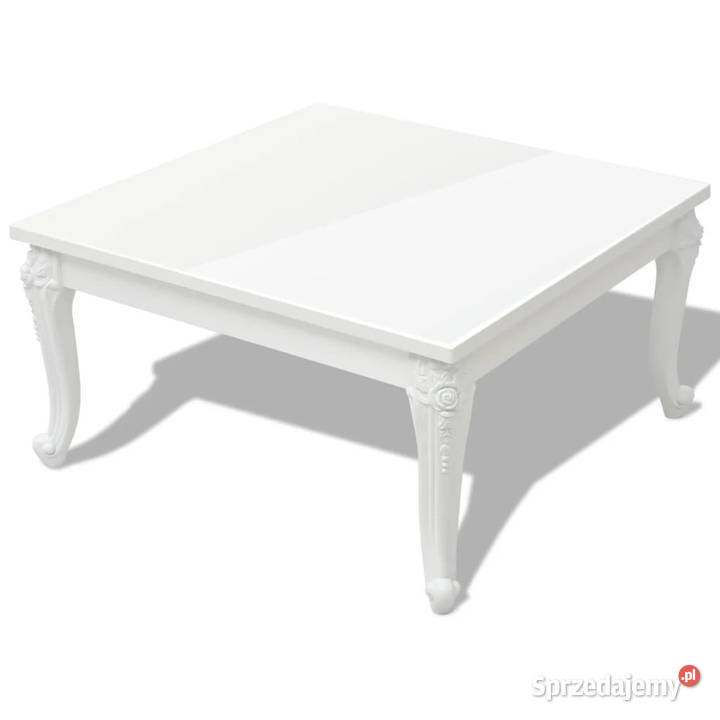 Stolik do kawy biały wysoki połysk 80x80x42