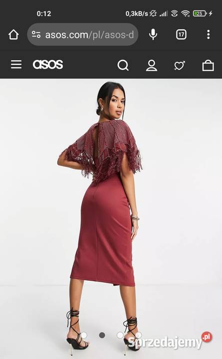 Zjawiskowo piękna sukienka ASOS pióra perełki Spódnice i sukienki warmińsko-mazurskie Dźwierzuty