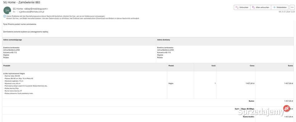 Łóżko tapicerowane Vegas 90cm Katowice