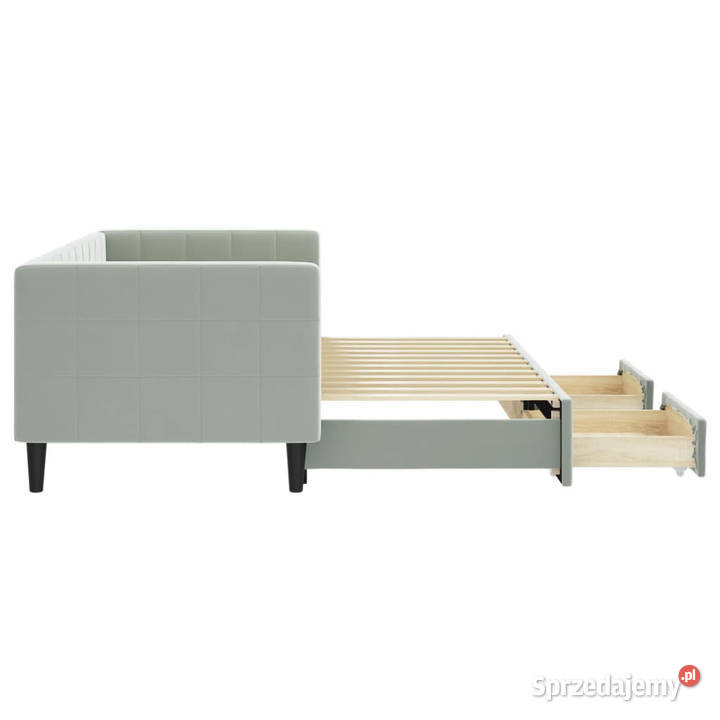 Sofa rozsuwana z szufladami jasnoszara aksamit Warszawa